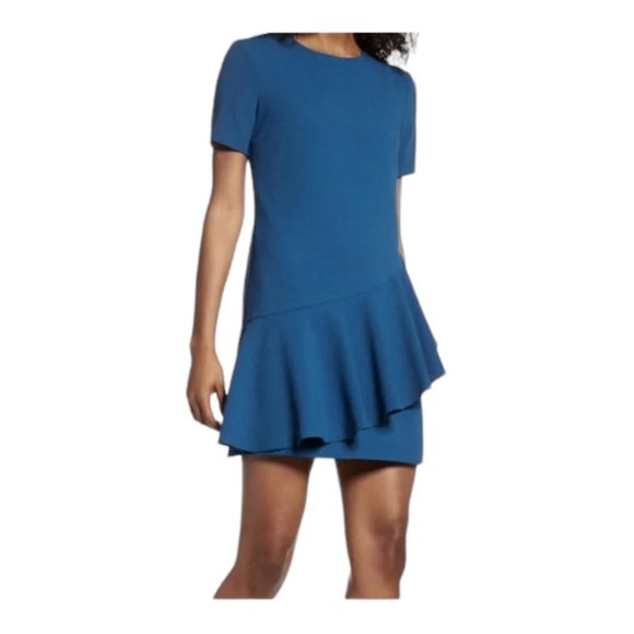 Charles Henry Dresses & Skirts - Charles Henry Size Medium Teal Ruffle Detail Short Sleeve Crewneck Shift Dress